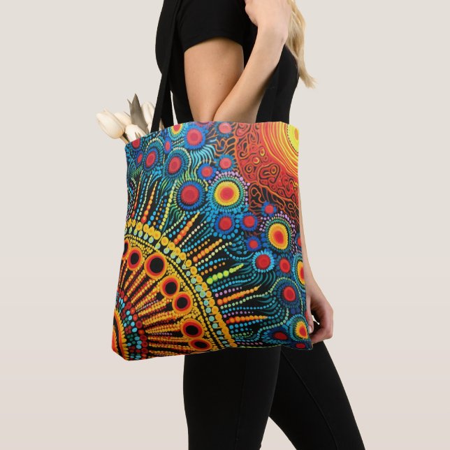 70s 60s Psychedelic Hippy Retro Hip Tote Bag (Close Up)