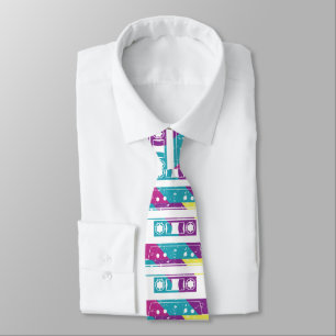 70s 80s Cassette Tape Pattern Retro Tie