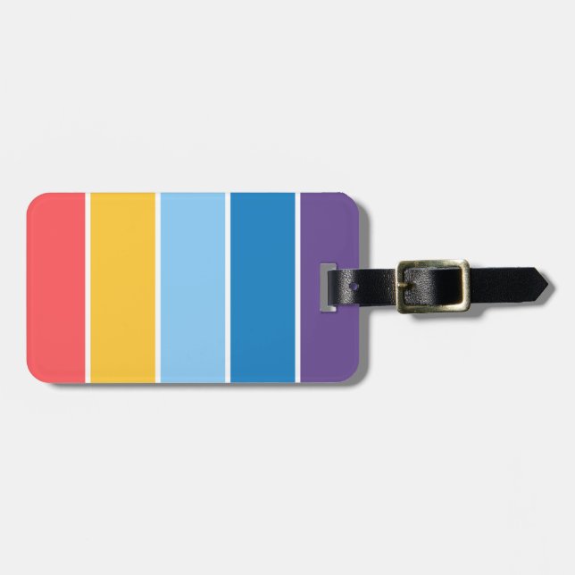 70s 80s Retro Striped Stripes Luggage Tag (Front Horizontal)