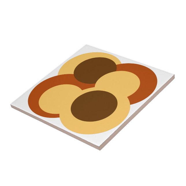 70s Abstract Geometric Circular Shapes Ceramic Tile (Side)