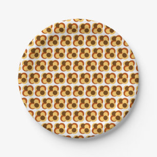 70s Abstract Geometric Circular Shapes Paper Plate