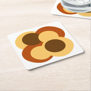70s Abstract Geometric Circular Shapes Square Paper Coaster