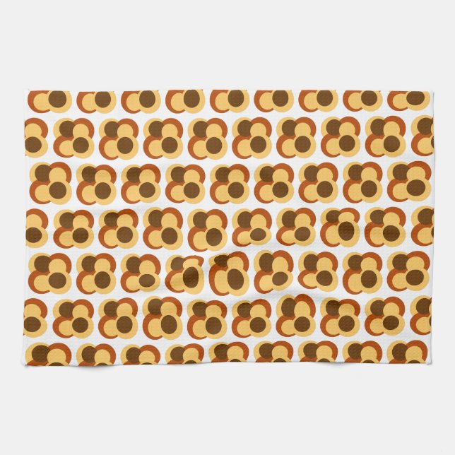 70s Abstract Geometric Circular Shapes Tea Towel (Horizontal)