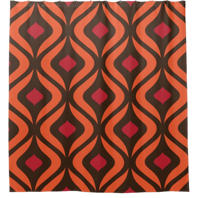 70s Abstract Geometric Shapes Pattern Shower Curtain (Front)