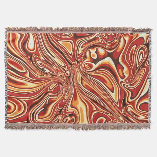70s Abstract Retro Marble Liquid Design  Throw Blanket (Front)