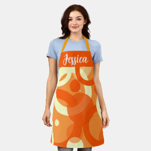 70s Aesthetic Orange Swirl Apron