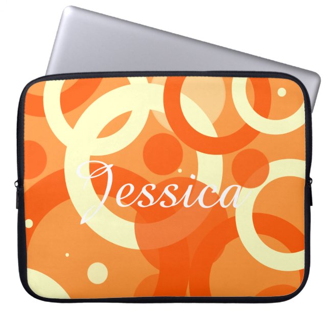 70s Aesthetic Orange Swirl Laptop Sleeve (Front)