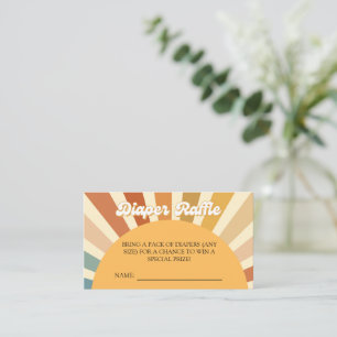 70s Baby Shower Bohemian Shower Boho Diaper Raffle Enclosure Card