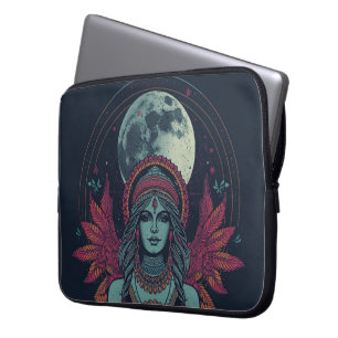 70s Boho Laptop Sleeve, Jewel tones Feminine Retro Sleeve