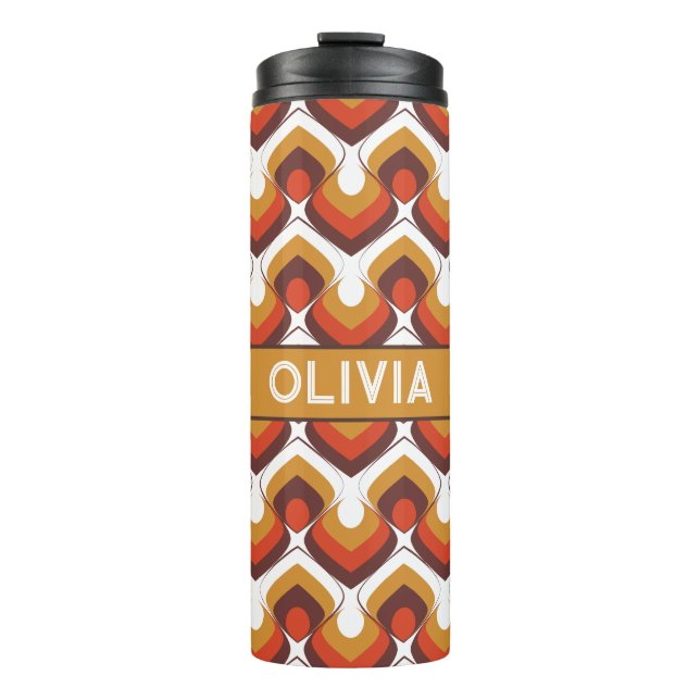 70s Bold Retro Modern Motif in Orange & Brown Thermal Tumbler (Front)