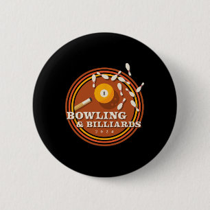 70s Bowling And Billiards 6 Cm Round Badge