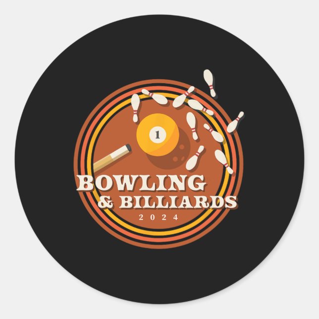 70s Bowling And Billiards  Classic Round Sticker (Front)
