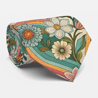 70s Brown Floral Custom Tie – Elegant Fashion