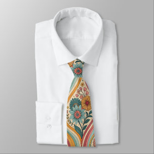 70s Brown Floral Custom Tie – Elegant Fashion