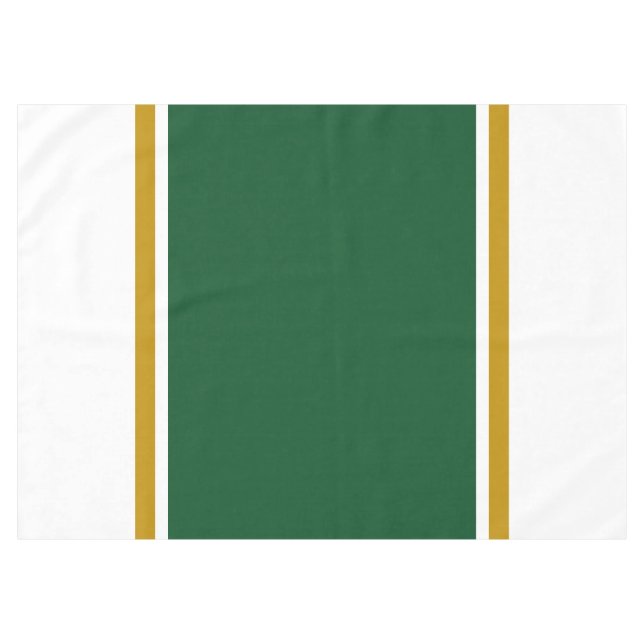 70s Camp Green Brown Racing Stripes On White Tablecloth (Front (Horizontal))