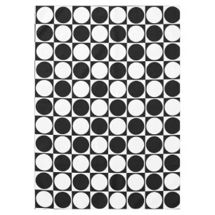70s Checks and Circles Black and White Tablecloth