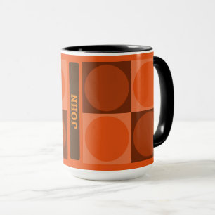 70s Checks and Circles Flame Orange Mug