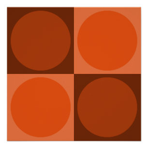 70s Checks and Circles Flame Orange Poster