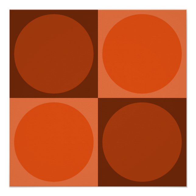 70s Checks and Circles Flame Orange Poster (Front)