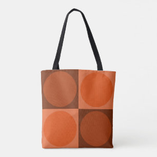 70s Checks and Circles Flame Orange Tote Bag