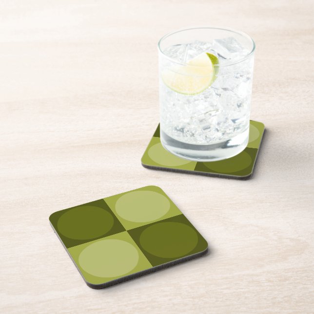 70s Checks and Circles Green Coaster (Right Side)