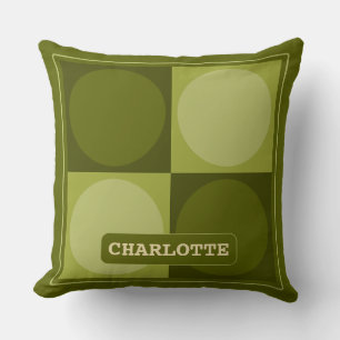 70s Checks and Circles Green Cushion