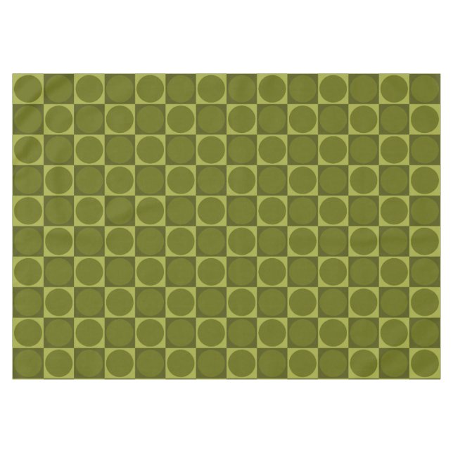 70s Checks and Circles Green Tablecloth (Front (Horizontal))