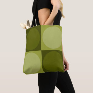 70s Checks and Circles Green Tote Bag