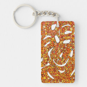 70s Colors Red Orange Yellow Abstract Design Key Ring