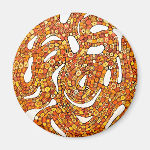 70s Colors Red Orange Yellow Abstract Design Magnet