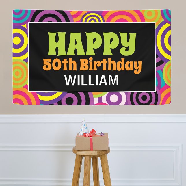 70's Colourful Circles Birthday Banner (Creator Uploaded)