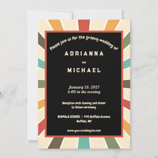 70s Colourful Retro Nostalgia Wedding Invitation