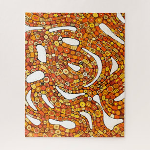 70s Colours Red Orange Yellow Abstract Design Jigsaw Puzzle