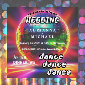 70s Disco Ball Retro Nostalgia Wedding Invitation