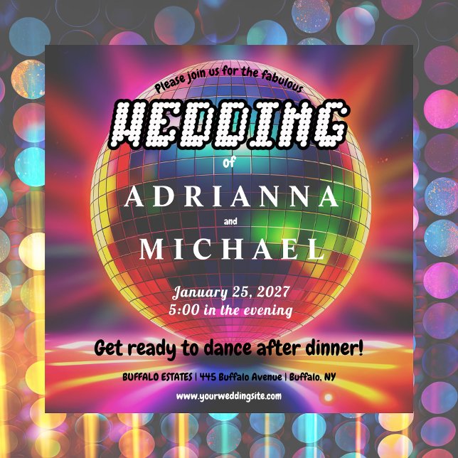 70s Disco Ball Retro Nostalgia Wedding Invitation (Creator Uploaded)