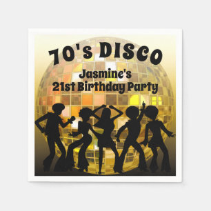 70's Disco Birthday Gold Glitter Ball Napkin
