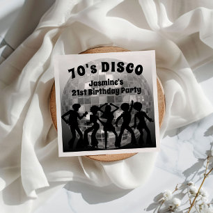 70's Disco Birthday Silver Glitter Ball Napkin