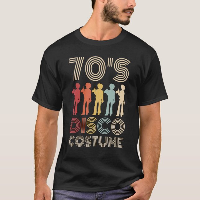 70s Disco Costume 70 Styles 1970s Men Themed Party T-Shirt (Front)