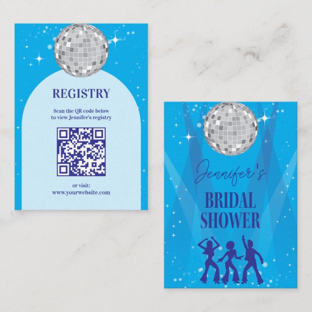 70s Disco Dancing Queen Bridal Shower Registry Enclosure Card (Front/Back)