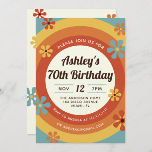 70's Disco Hippie Birthday Invitation