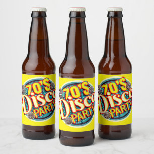 70's Disco Party Retro Disco Balls Beer Bottle Label