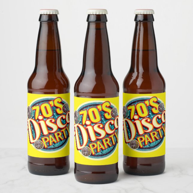 70's Disco Party| Retro Disco Balls Beer Bottle Label (Bottles)
