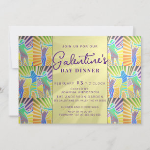 70's Disco Retro Faux Gold Galentine Dinner Brunch Invitation