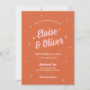 70s Disco Sparkles Colourful Modern Retro Wedding  Invitation