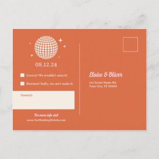 70s Disco Sparkles Colourful Modern Retro Wedding Postcard