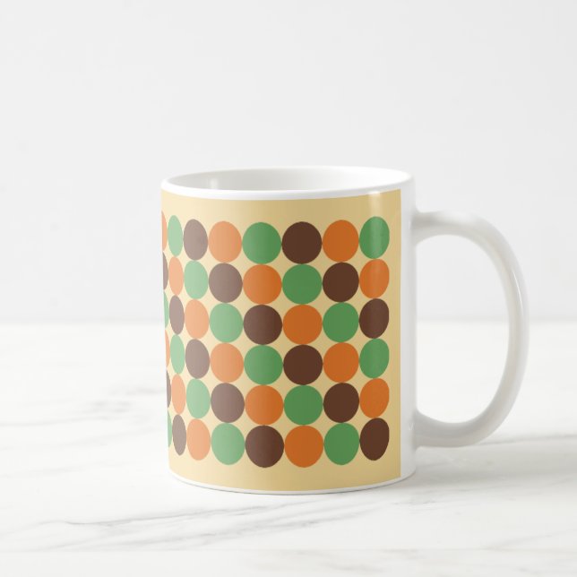 70's Dots Avocado Green Burnt Orange Harvest Gold Coffee Mug (Right)