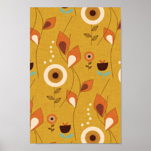 70s Floral Mustard Poster