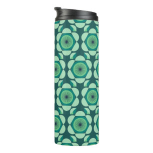 70s floral vibe  - green and blue thermal tumbler