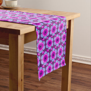 70s floral vibe - pink and purple - african print long table runner