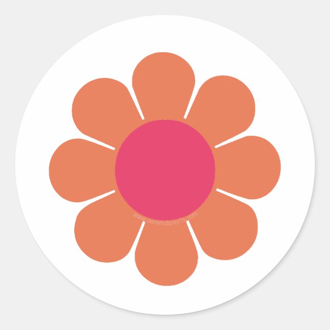 70's Flower Power Classic Round Sticker (Front)